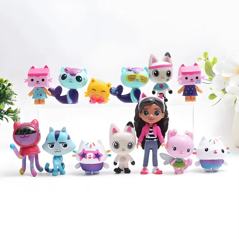 Heißer 13 stücke Gabby Puppenhaus Anime Figur Spielzeug Lächelndes Auto Katze Umarmung Gaby Mädchen Puppen Mercat Cartoon Action Figure Weihnachten Geburtstag geschenke