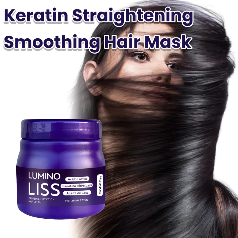 250 g Keratin-Glättungs-Haarmaske, Wiederherstellung des Haares, weicher Glanz, Glätteisen, Tiefenreparatur-Conditioner für trockenes, geschädigtes, krauses Haar