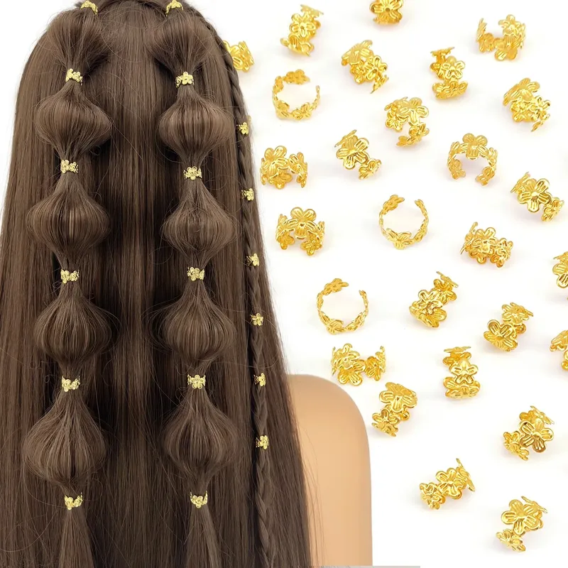 40Pcs Reben Blatt Geformt Legierung Haar Geflecht Ring Vintage Haar Pin Für Dreadlock Frauen Mädchen sommer Haar Zubehör Loc haar Schmuck