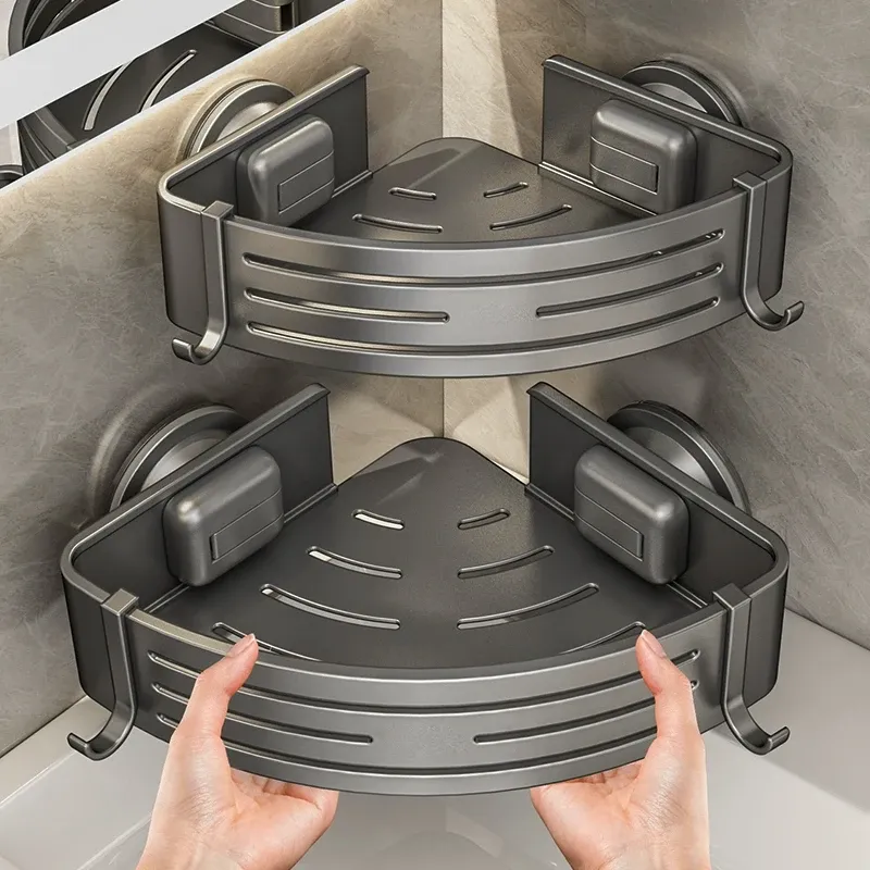 No-Drill Saugnapf-Aufbewahrungsregal, Badezimmer-WC, Wandmontage, Händewaschen, Duschraum, Wandmontage, dreieckig