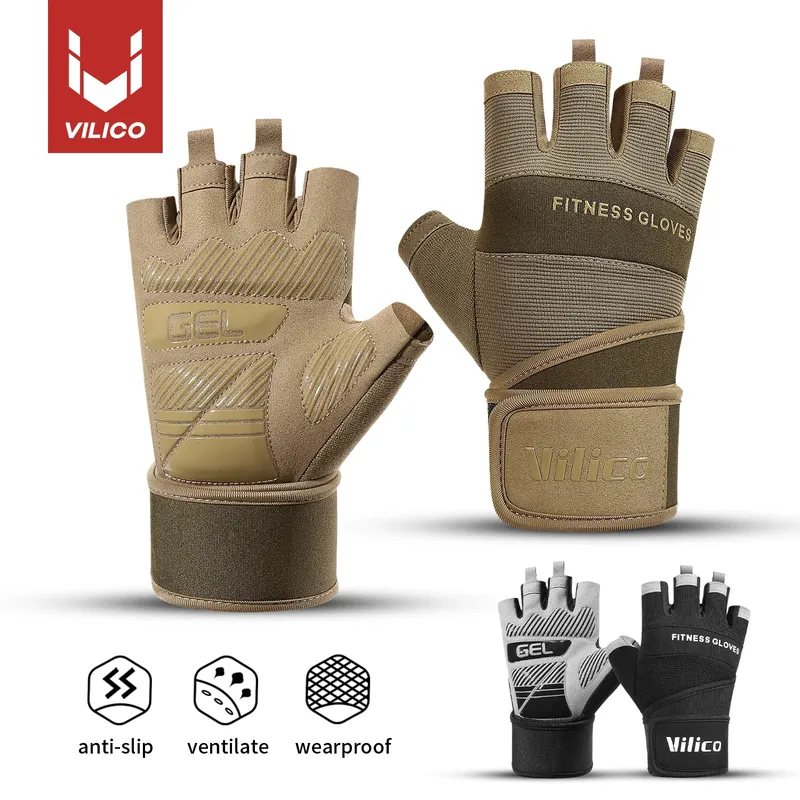 Halbfinger-Gymnastikhandschuhe, Gewichtheben, Hantel, Training, rutschfeste Fitness-Handschuhe mit Handgelenkstütze, Workout, Crossfit-Übung