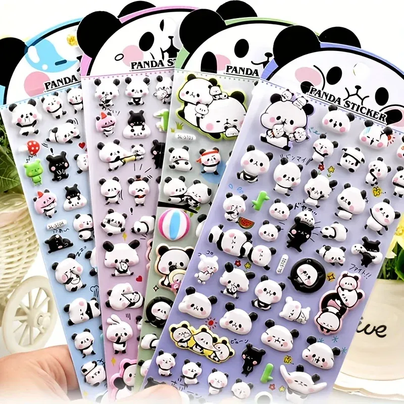 4 teile/los Kawaii 3D Puffy Panda Täglichen Leben Aufkleber Scrapbooking Diy Journal Schreibwaren Aufkleber Nette Deco Ästhetische Kunst Liefert