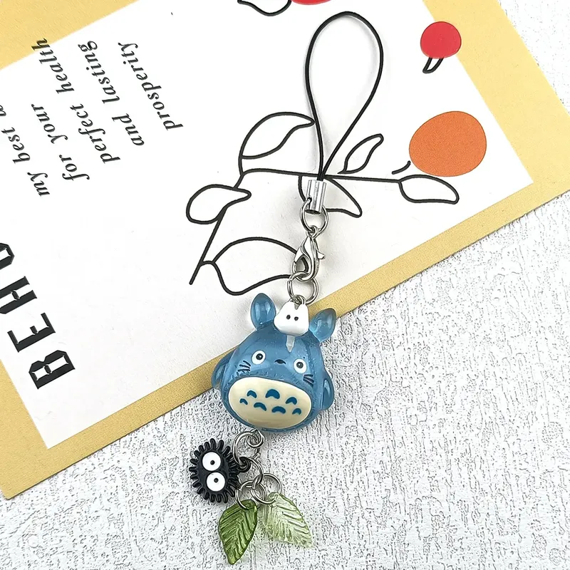 Kawaii Blaues Tier Totoro Handyanhänger Ruß Sprite Schlüsselanhänger Wald Anime Katze Cosplay Anhänger Zubehör Handgemacht Y2K Geschenk