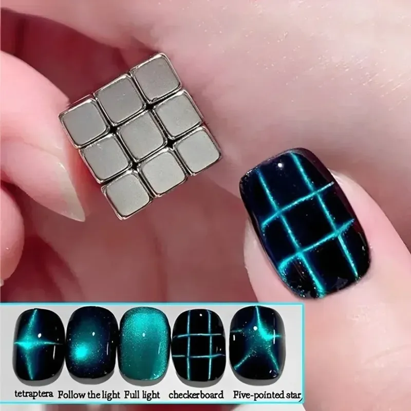 27 Stück Katzenaugen-Magnetwürfel für Nägel, starker magnetischer quadratischer Stab, 9D/5D, Katzenaugen-Gel-Nagellack, Linienstreifen, DIY-Maniküre-Design-Werkzeug