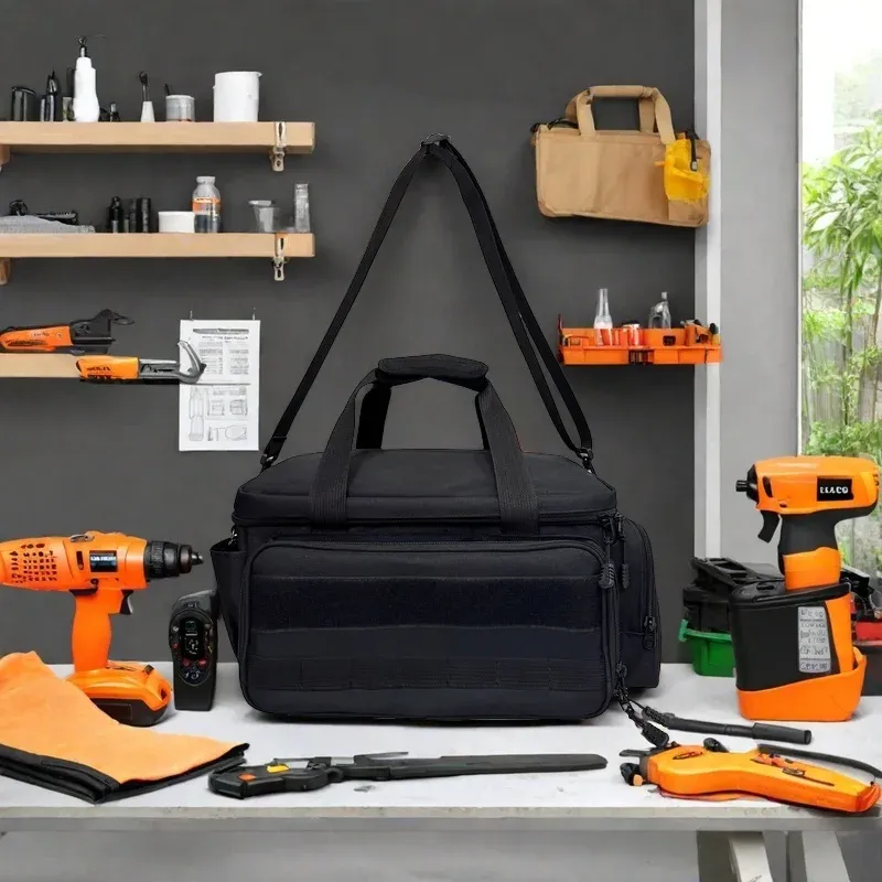 Werkzeugtasche mit hoher Kapazität und Schultergurt, taktische Handwerkzeug-Aufbewahrungstasche mit Anti-Reibungs-Unterseite für Handwerker, Heimwerker usw