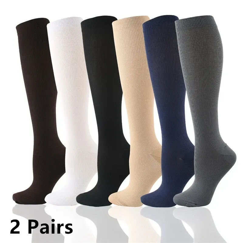 2-Paar Kompressionsstrümpfe, Durchblutung, Förderung, Abnehmen, Sport, Krankenschwester, Socken, Anti-Ermüdung, Komfort, kniehoch