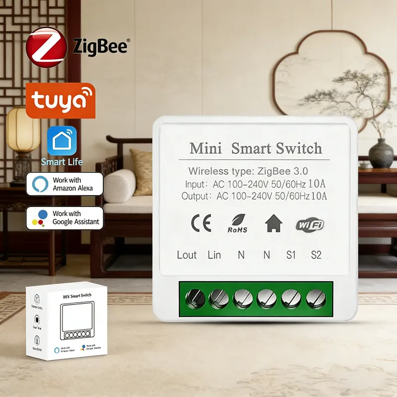 Tuya Zigbee 3.0 Smart Switch Modul 16A Mini DIY 2-Wege-Steuerrelais APP Fernbedienung Sprachsteuerung Kompatibel mit Alexa Google