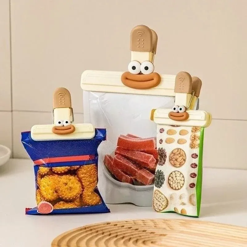 3er-Set Kreative Gesichts-Verschlussklammern für Lebensmittelbeutel, Snack-Clips, Küchenhelfer, Dekorative kleine Klammern, Kühlschrank-Plastikbeutel-Aufbewahrung