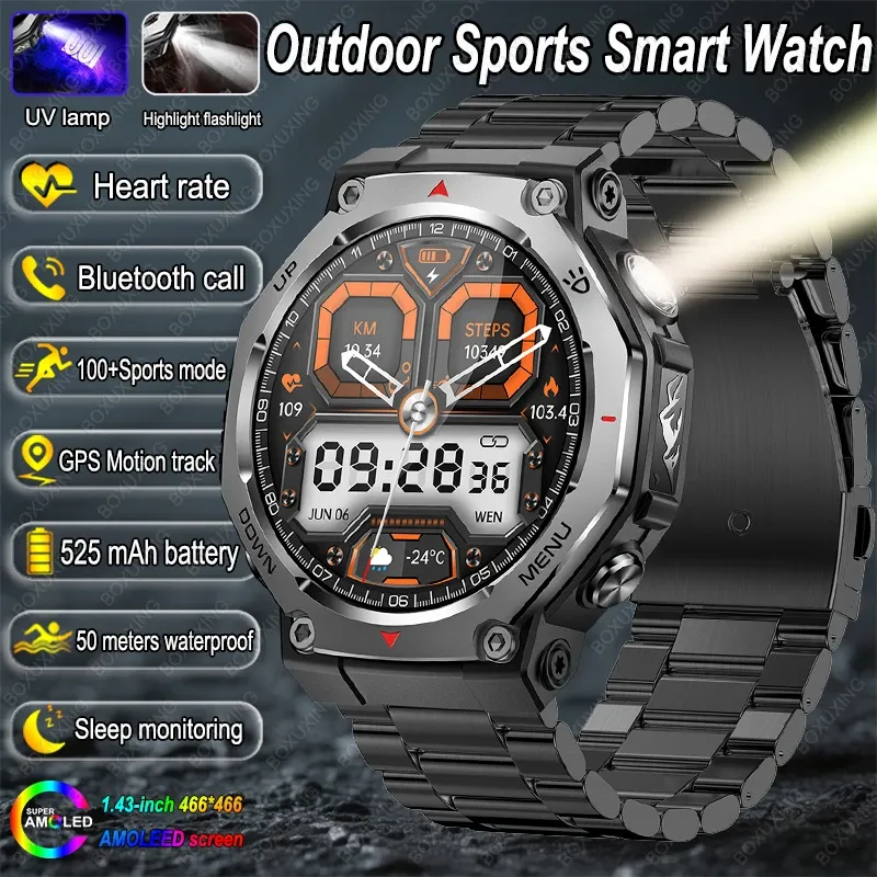Neue Militär T-Rex 3 Ultra Smart Uhr Männer AMOLED 5 ATM Wasserdichte GPS Sport Motion Track Herzfrequenz Bluetooth Anruf Smart Uhr