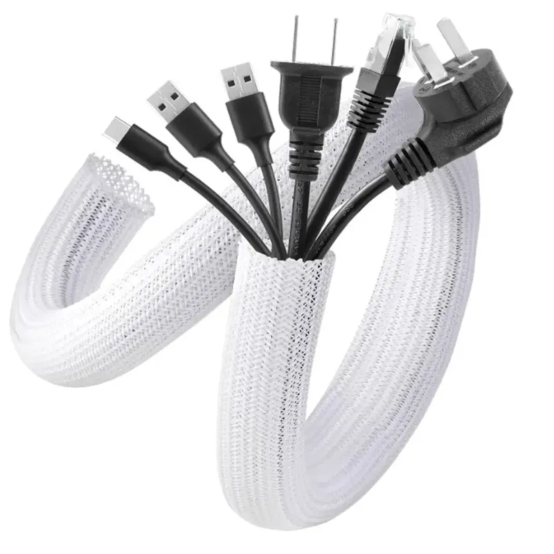5//3/1M geflochtene Kabelhülse aus PET-Nylon, Kabelgehäuse, Kabelhülsen, Draht für Schreibtisch, PC, TV, Kabelschutz, Kabelwickelabdeckung