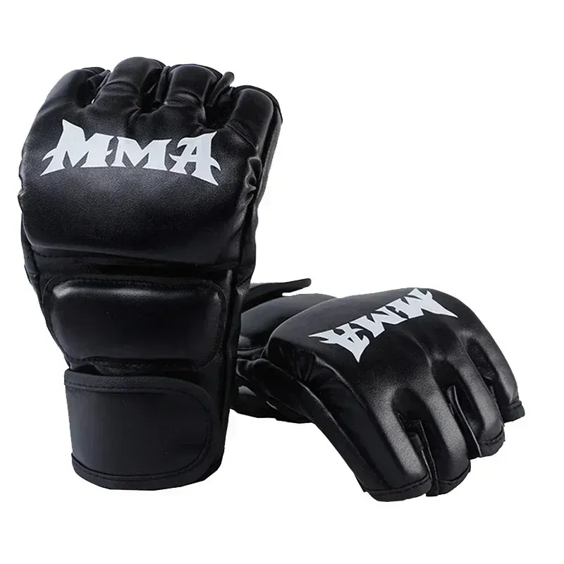 Professionelle Boxtrainingshandschuhe Halbfinger-Lederhandschuhe mit Polsterung für Erwachsene Sanda Boxen UFC Training Sandsack Knöchelschutz