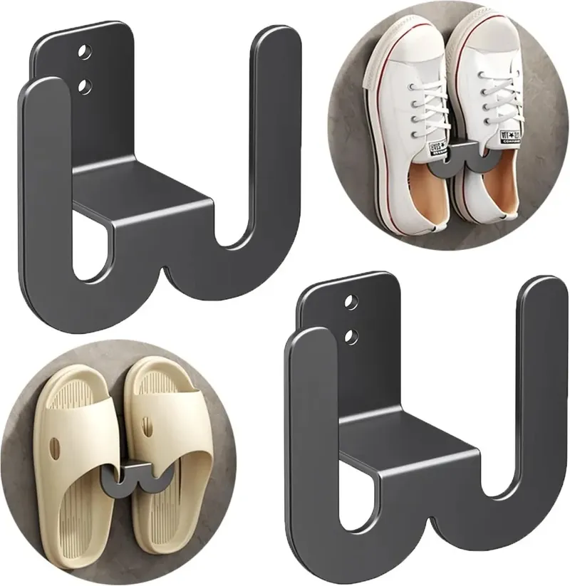 3-teiliges Wandmontiertes Schuhregal, Slipper-Aufbewahrungsorganizer, Multifunktionaler Aufhänger ohne Bohren, Tür-Slipper-Halter