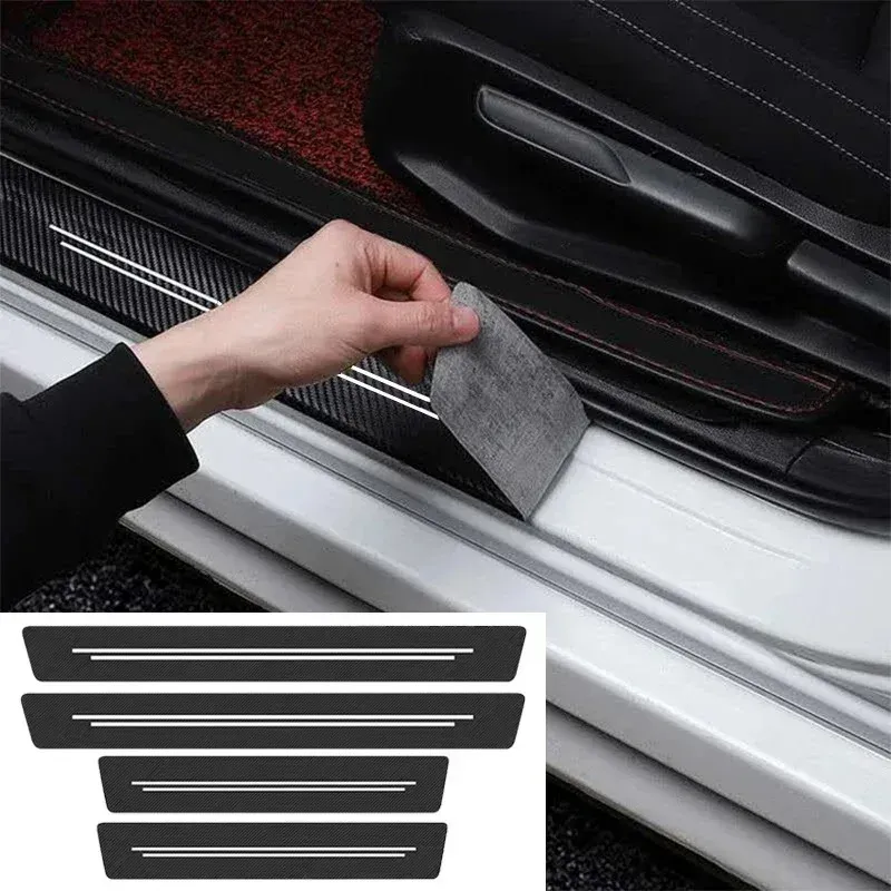 Neue Universal Imitation Carbon Faser Leder Auto Tür Sill Schutz Streifen Robust Und Langlebig Dekorative Auto Aufkleber Zubehör