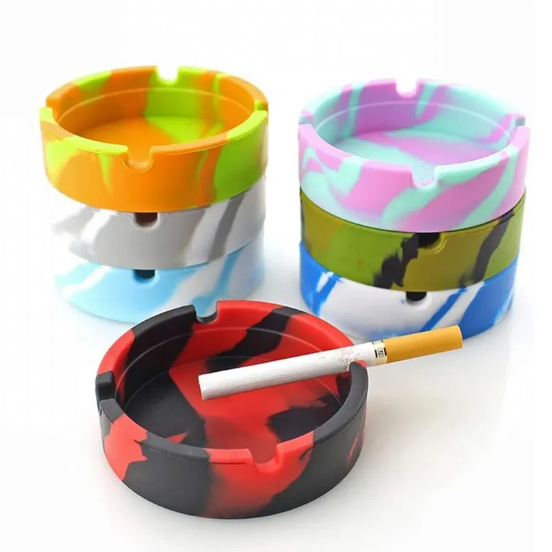Silikon-Aschenbecher, leuchtend, bunt, Silikon-Gel-Aschenbecher, leichtes Gummi, hochtemperaturbeständig, hitzebeständig, Rauch, leicht zu reinigende Zigarette