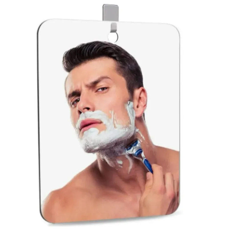 Duschspiegel aus Acryl mit Wandhaken, Kosmetikspiegel, beschlagfreier Badezimmerspiegel für Männer, Rasieren, Frauen, Make-up, Reisen, tragbarer Waschtisch