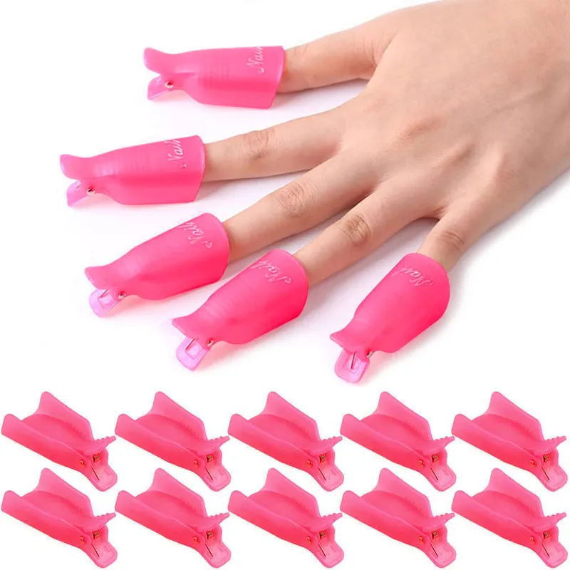 LULAA 10 Stück/16 Stück Kunststoff-Nagelkunst-Einweichen-Kappen-Clip, UV-Gel-Nagellackentferner, Wickelwerkzeug zum Entfernen von Fingernägeln, Einweichen von Clips