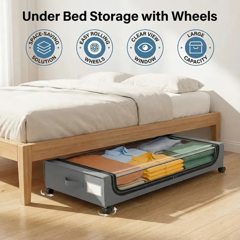 Platzsparende Schließfächer unter dem Bett, herausziehbare Aufbewahrung mit Rädern und Deckel, passend für Schuhe, Kleidung, ideal für Wohnheim-Schlafzimmer-Aufbewahrungsbox