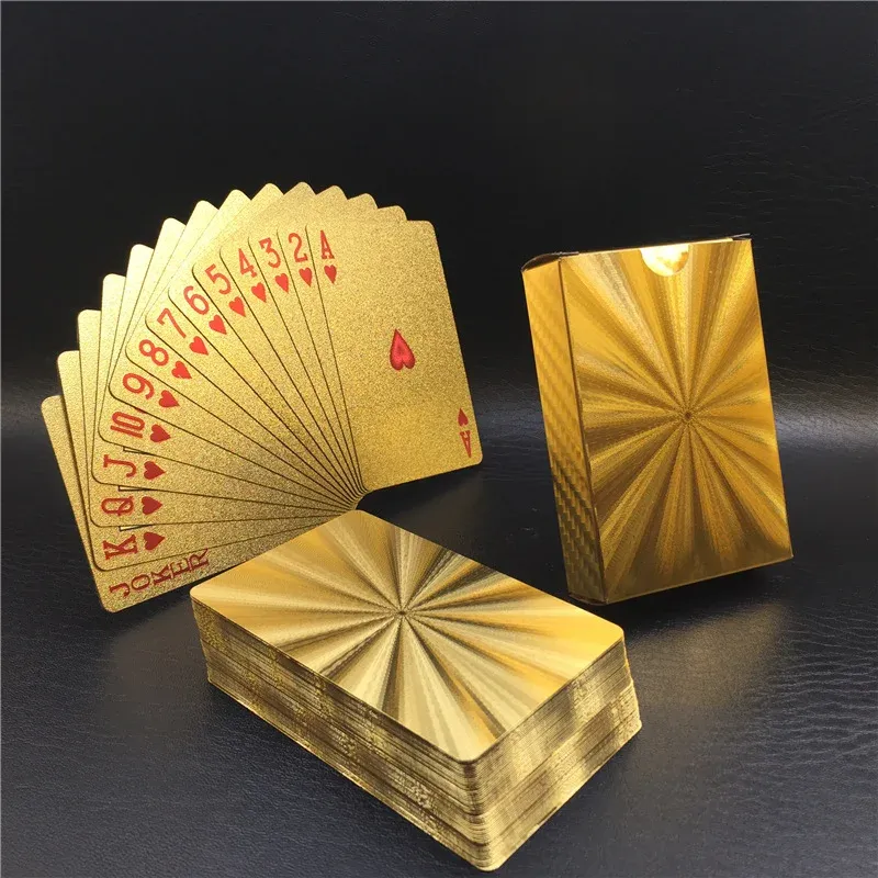 Goldene Spielkarten, Wasserfeste Poker-Karten, Magisches Kartenspiel-Set, Geschenk-Sammelkarten ï»ż