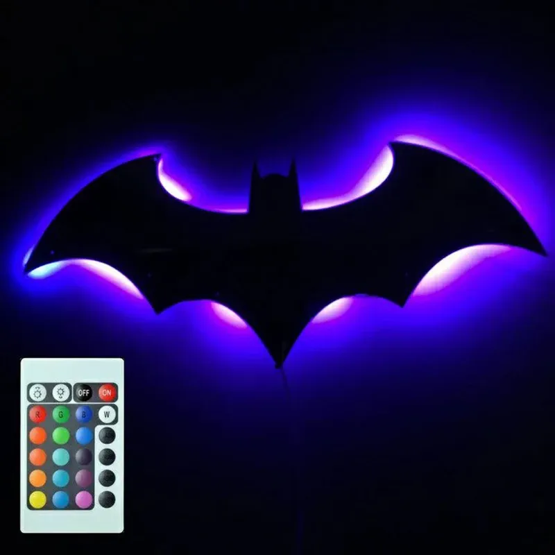 Kreative hölzerne Fledermaus-Wandleuchte, LED-Nachttischlampe, dekoratives Licht, Fernbedienung, Schlafzimmer, Wohnzimmer, Veranda, Nachtlicht