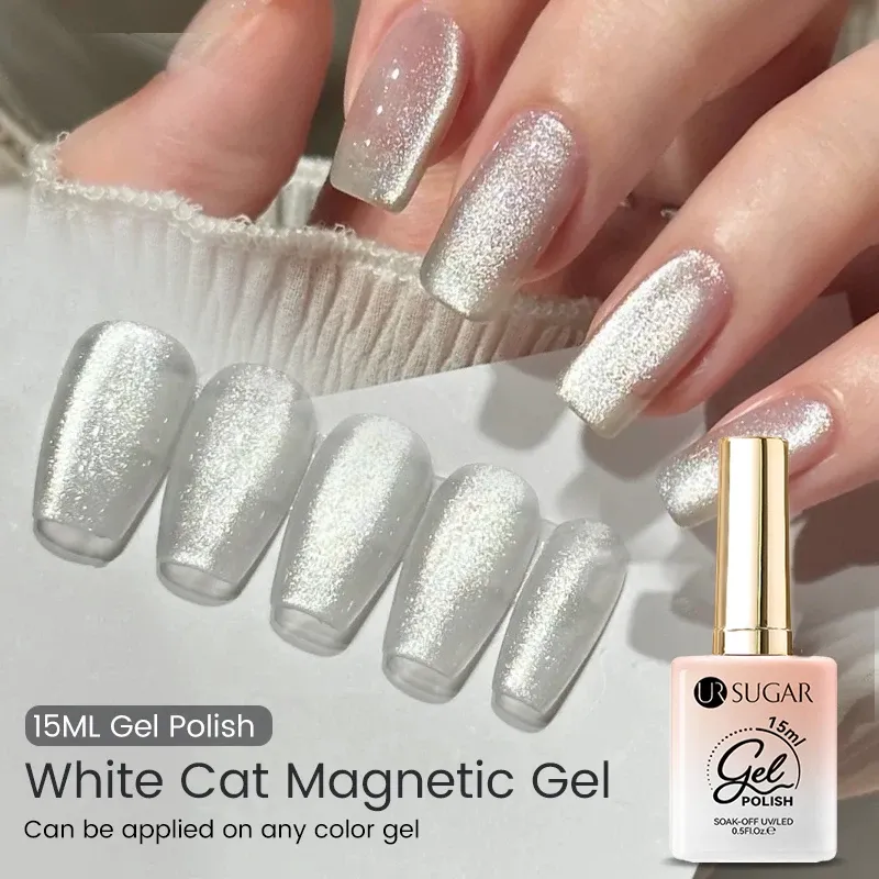 UR SUGAR 15 ml White Cat Magnetic Gel Sparkling Sliver Glitter Light Semi Permanent Nagellack Soak Off Lack UV Gel Nail Art