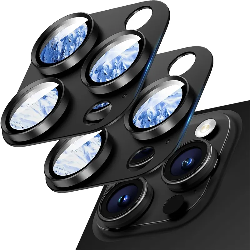 2PCS Schwarz Titan Kamera Objektiv Schutz Abdeckung für iPhone 16 Pro Max 15 Plus 14 13 Mini 16Pro schutz Flim Telefon Zubehör