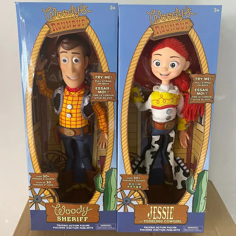 Disney Weihnachtsgeschenke Toy Story Actionfiguren Sheriff Woody Doll Jessie Spielzeug für Jungen Occur Shine Doll Buzz Anime Figuren Spielzeug