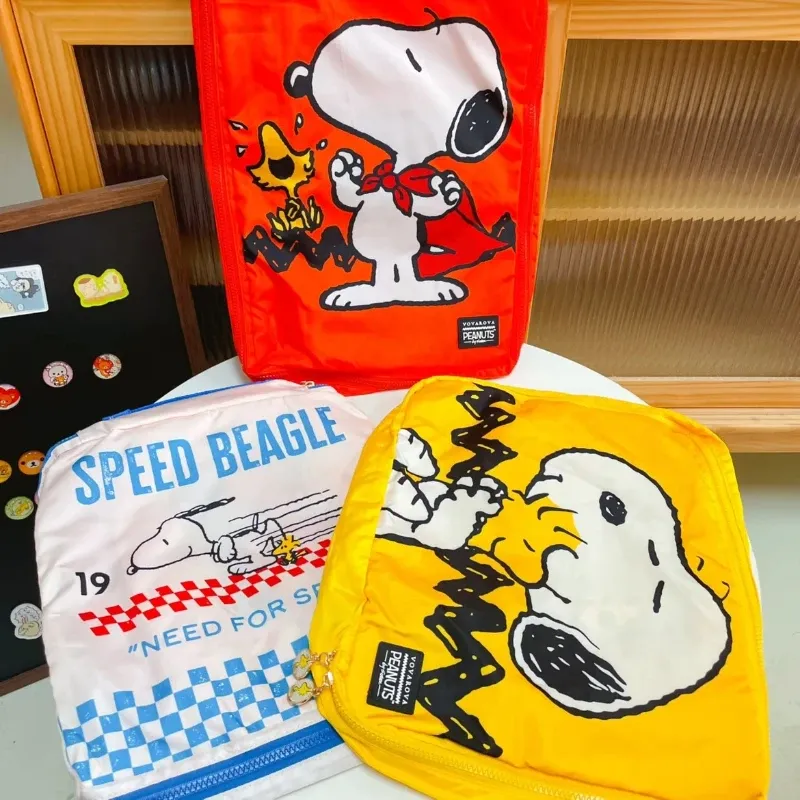 Neue Snoopy Niedliche Cartoon-Reise-Aufbewahrungstasche, 4-teiliges Set, Koffer, Kleidung, Schuhe, große Kapazität, Organizer-Tasche zum Ausgehen
