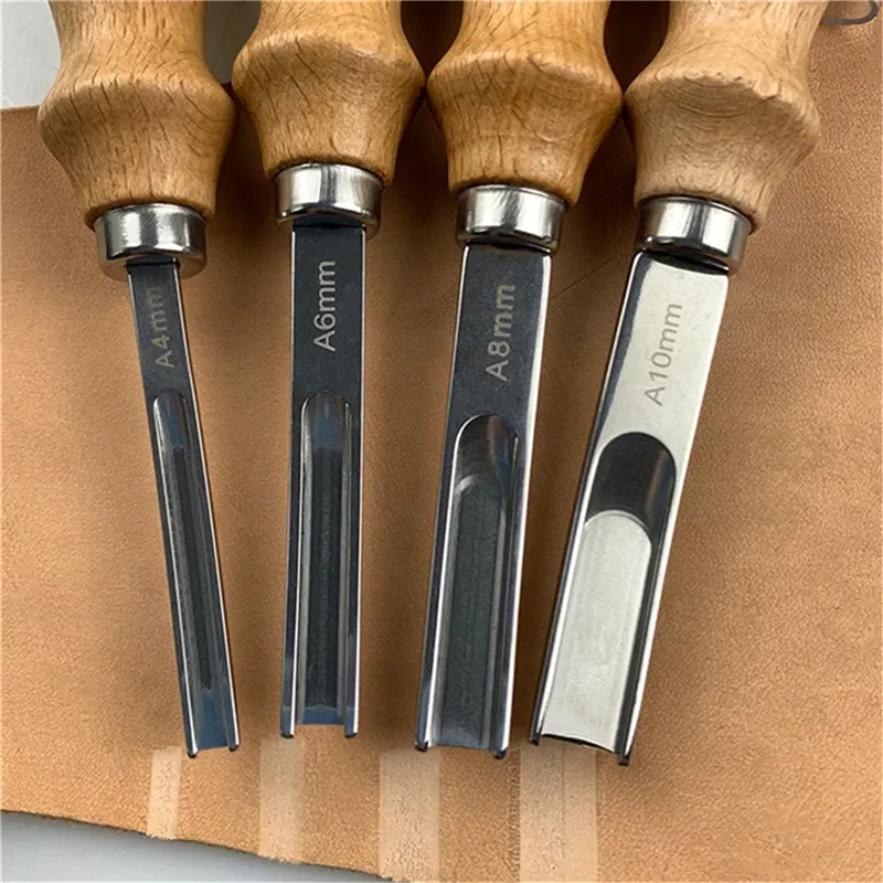 Praktische Leder Handwerk Rand Beveler Skiving Abschrägung Messer DIY Schneiden Hand Handwerk Werkzeuge Mit Holzgriff A4mm A6mm A8mm