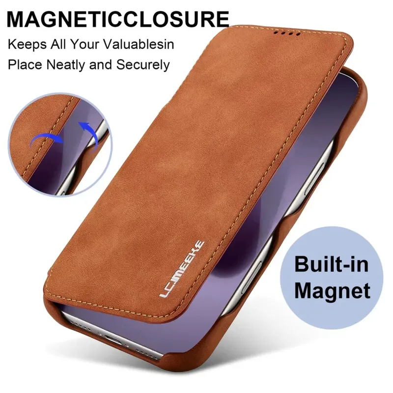 Leder-Geldbörse, magnetische Flip-Cover mit Kartenhalter für Apple iPhone 17 Air 16 Pro Max 14 15 Plus 13 12 11 XS X XR Handyhülle