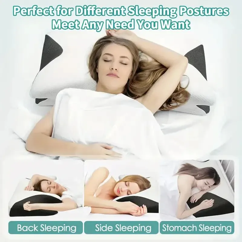 Nackenstützkissen für Zuhause & Reisen – Butterfly-Memory-Schaum-Nackenkissen mit Massageknoten & abnehmbarem Bezug