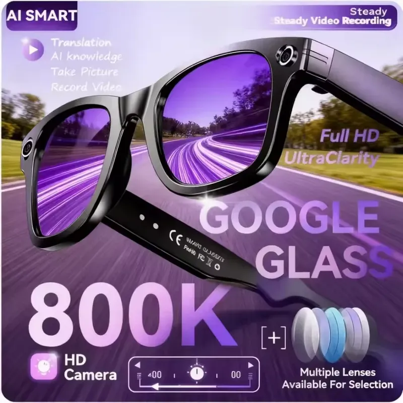 Neues Upgrade, intelligente Brille mit Kamera, Videoaufzeichnung, KI, Fotoerkennung, Bluetooth, Anruf, Übersetzung, Sprachsonnenbrille, Männer und Frauen