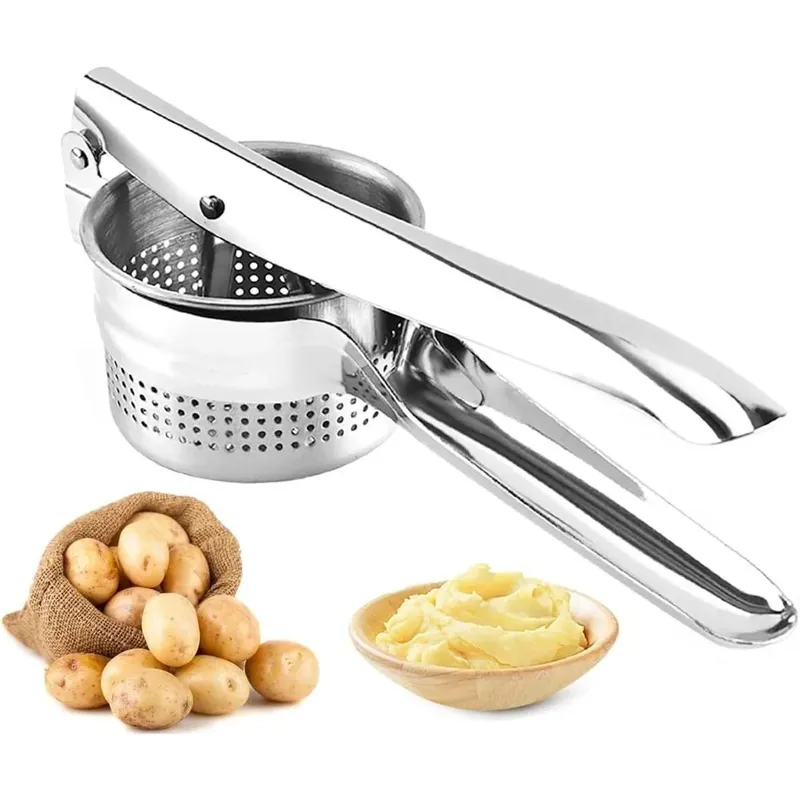 Kartoffelstampfer, Küchenhelfer, Zerkleinerer aus lebensmittelechtem Edelstahl, Obst- und Gemüseentsafter, ergonomischer Komfortgriff