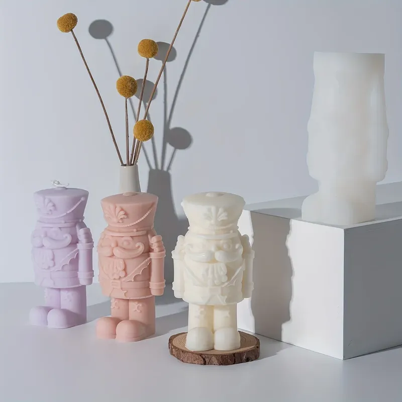 Nussknacker, Soldatenform, Kerzenform, DIY-Handwerk, Geschenke, kompakter allgemeiner Soldat, menschliche Silikonform für Duftkerzen-Dekorationen