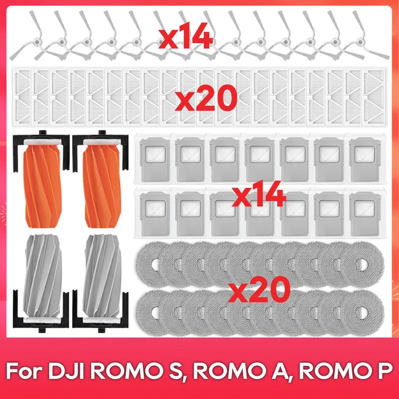 Passend für ( DJI ROMO S, ROMO A, ROMO P ) Haupt- und Seitenbürste, Filter, Staubbeutel, Wischmopp, Zubehör für Saugroboter