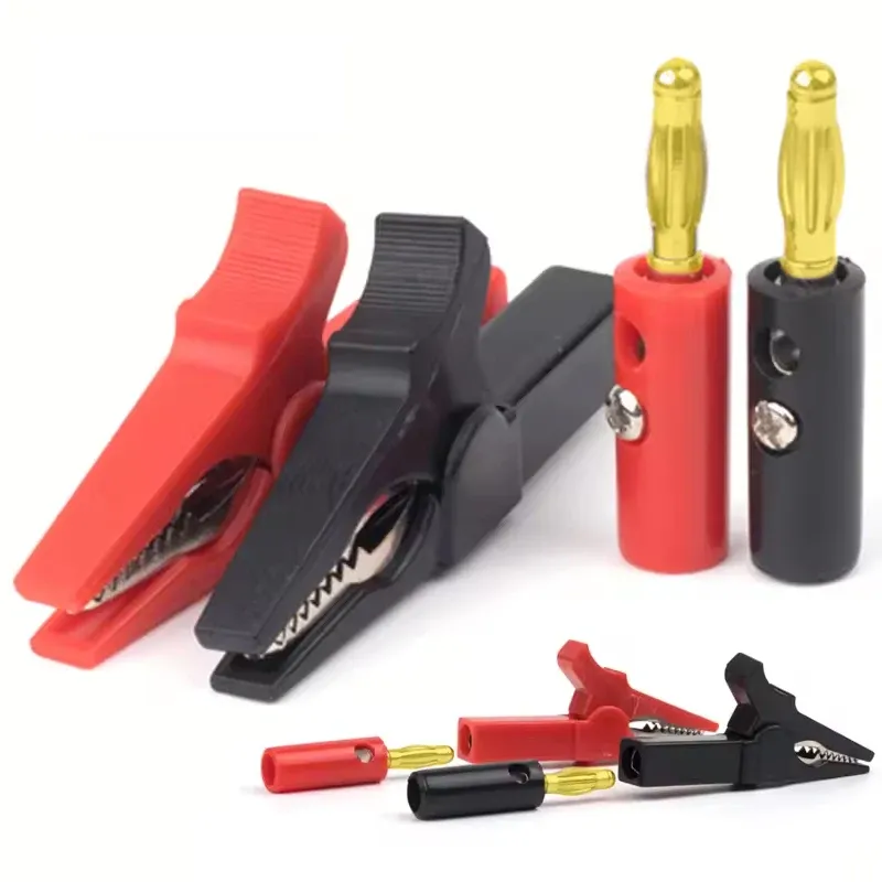 4 StĂŒck/Set Krokodilklemme + Bananenstecker, PrĂŒfspitze mit 4 mm Bananenstecker Kabelklemmen Rot + Schwarz Stonego Testzubehör