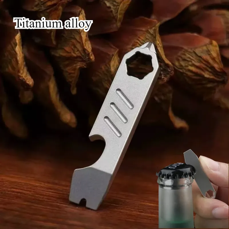 Neuer Mini TC4 Legierung Hebelnstange Flaschenöffner, Sechseckiger Schlüssel, EDC Outdoor-Werkzeug, Multifunktionsausrüstung, Camping