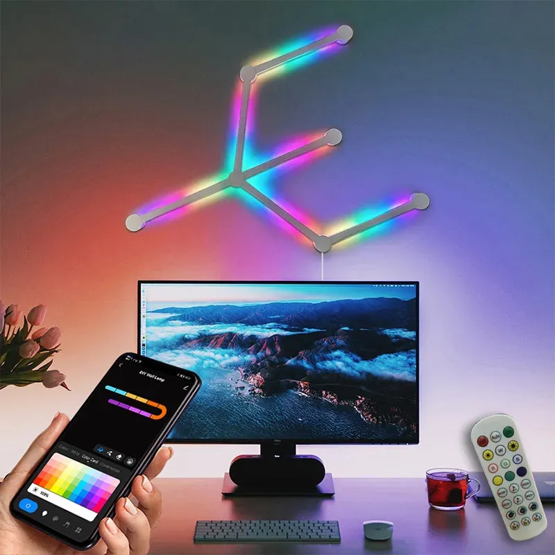 RGB-Lichtleiste, Bluetooth-APP-Steuerung für Musik-Rhythmus-Synchronisierung, DIY-TV-Hintergrundbeleuchtung, intelligente LED-Wandleuchte für Spielzimmer, PC-Schreibtischdekoration