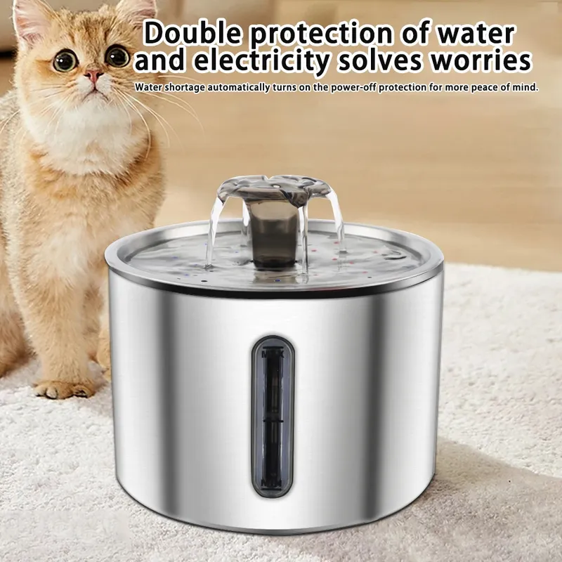 Katze Wasser Brunnen 2,5 L Edelstahl Haustier Wasser Brunnen Hund Wasser Dispenser Automatische Katze Brunnen Hund Schalen Katze Produkte
