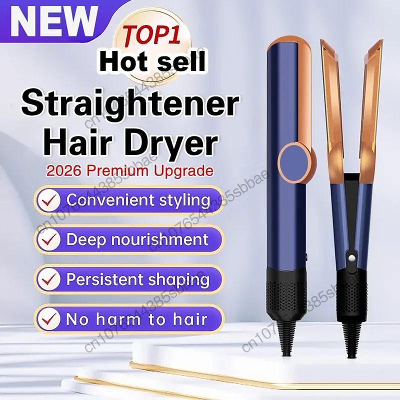 2-in-1 Negativ-Ionen-Haartrockner Multifunktions-Glätter Langanhaltendes Styling-Tool Glätteisen für Nasses oder Trockenes Haar