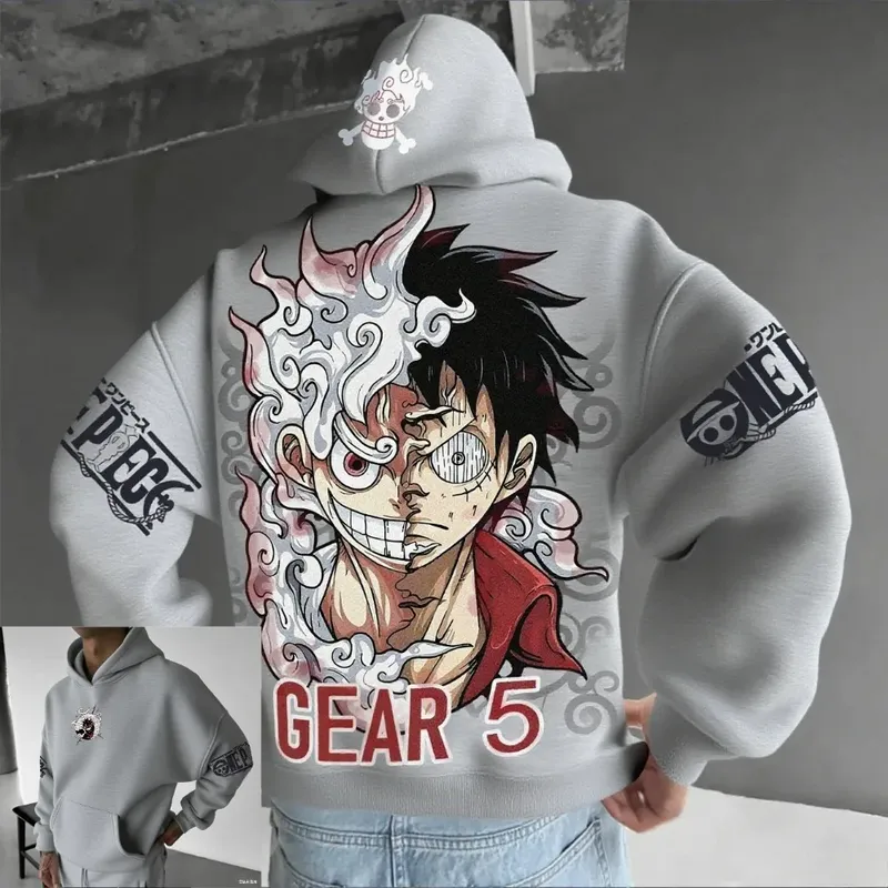 Herren One Piece Ruffy Gear 5 Nika Anime Hoodie Männer Frauen Streetwear Casual Pullover Sweatshirt Herbst Winter Langarm Tops