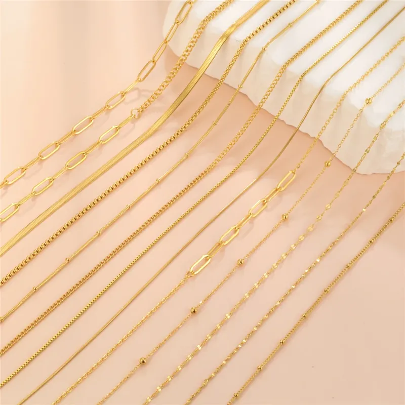 Skyrim Edelstahl Gold Farbe Kette Halskette Frauen Minimalistischen Kubanischen BĂŒroklammer Twisted Schlange Kette Mode Schmuck GroĂhandel - 2.61 EUR