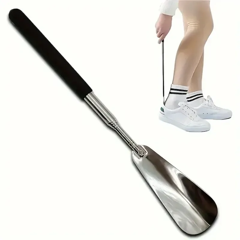 Ausziehbarer Schuhlöffel mit langem Griff für Senioren, 40,6 cm bis 71,1 cm, verstellbar, Teleskop-Schuhlöffel aus Edelstahl für Männer und Frauen, Schuhhelfer