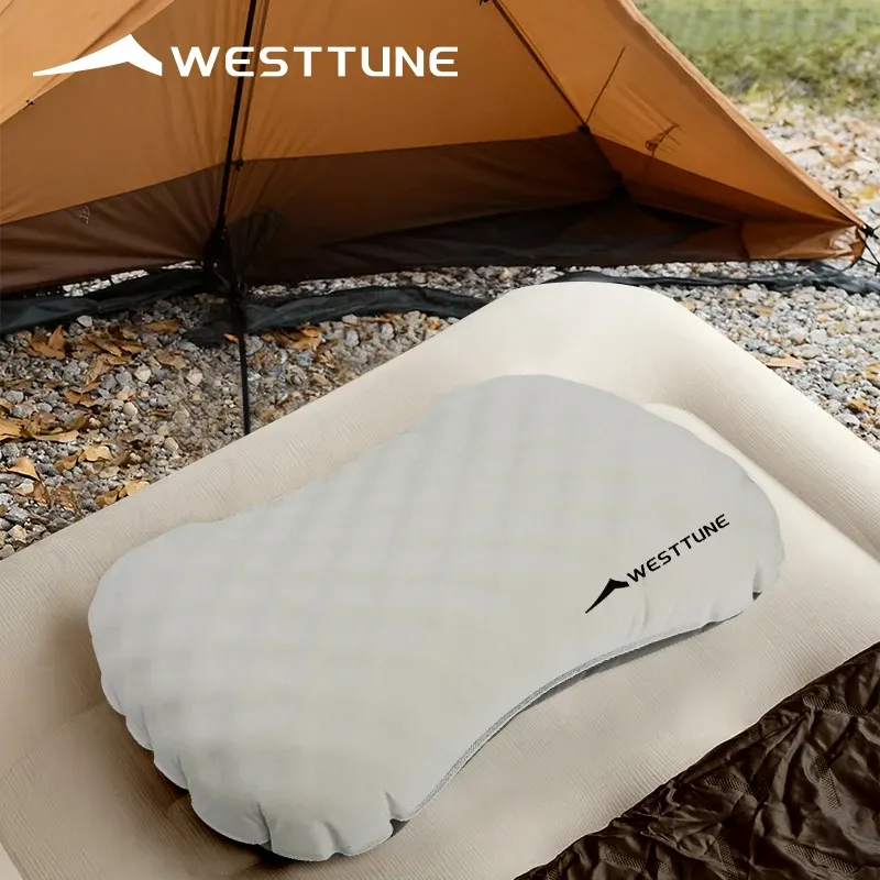 WESTTUNE Outdoor Ice Sillky Kissen Tragbares ultraleichtes aufblasbares Reisekissen Camping Wandern Auto Schlafen Nacken Lendenkissen