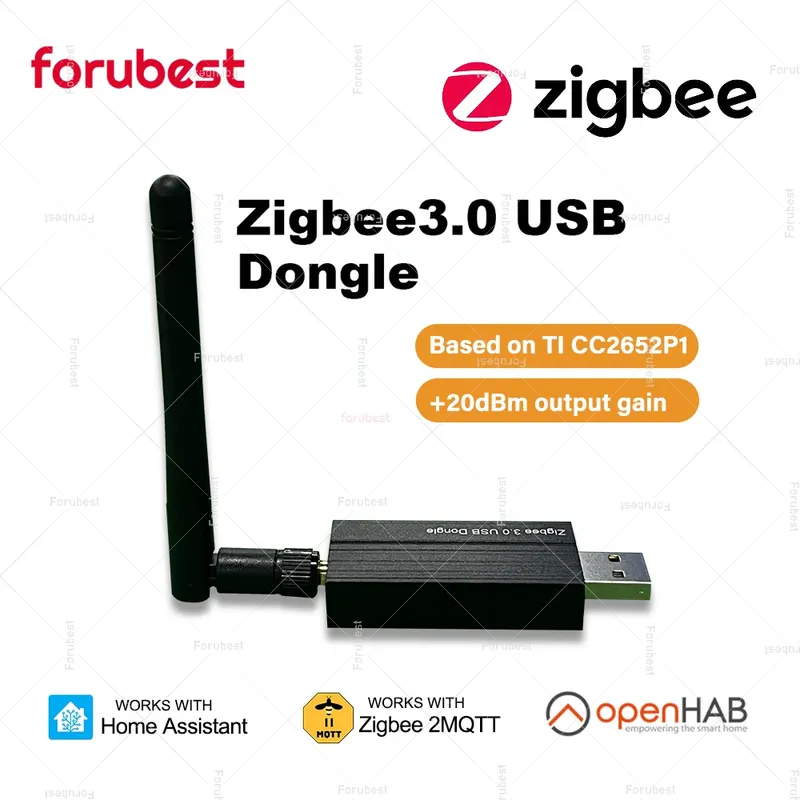 Zigbee 3.0 USB-Dongle mit Antenne, universeller Zigbee Wireless Gateway Hub, unterstützt Zigbee2MQTT Home Assistant, Raspbian, OpenHAB