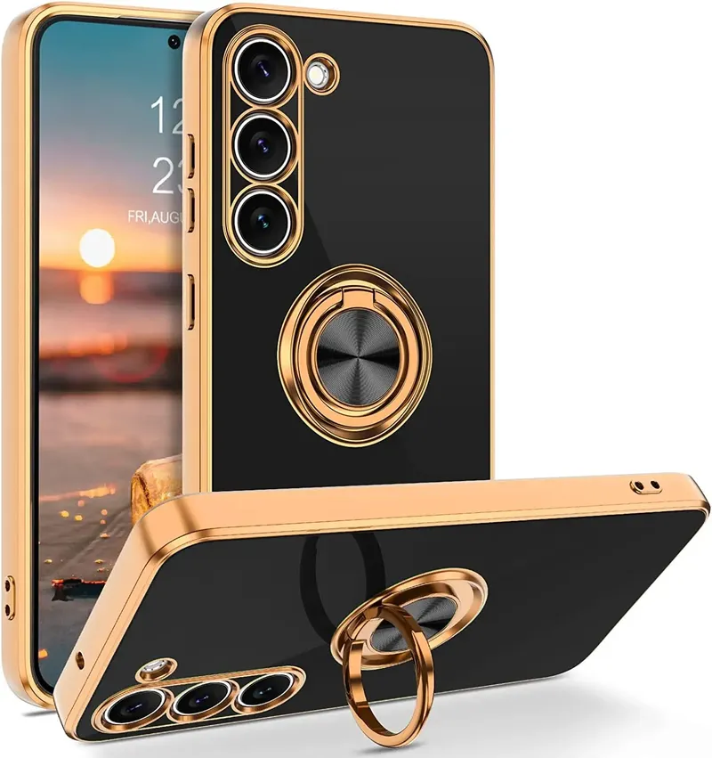 Luxuriöse Beschichtung, magnetisch, 360° ° Ringhalter Handyhülle für Samsung Galaxy A07 A17 A56 A36 A16 A55 A35 A15 A54 A34 A53 A52 Rückseite