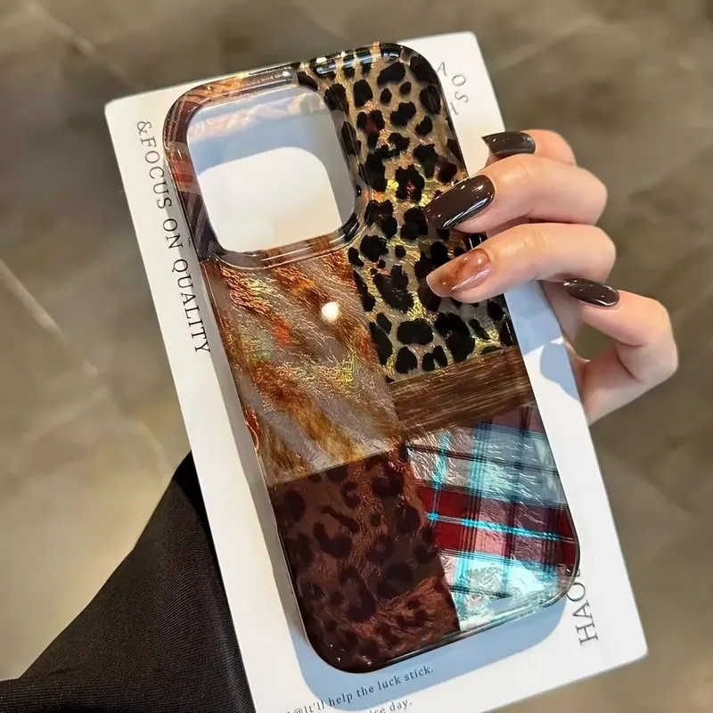 Hochwertige Handyhülle mit Leopardenmuster und Alufolie für iPhone 17 Pro Max 17 Air 16E 16 15 14 13 12 11 7 8 Plus XS XR 17 Cover