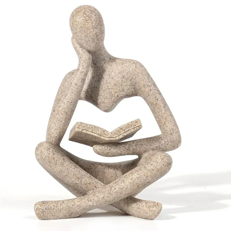 Bücherregal-Dekoration, Heimdekoration – Person Who is Thinking, abstrakte Denker-Skulptur, Figur, Statue, Kunstharz, moderne Lesedekoration