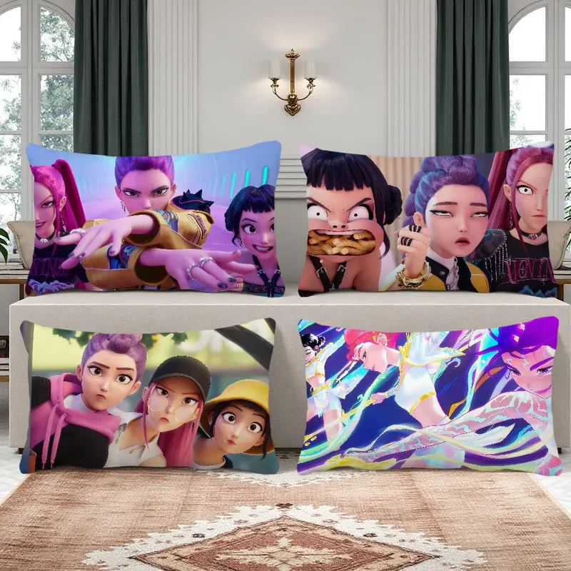 Anime lustige Meme K-Pops D-Dämon H-Junters Kissenbezug Rechteckiger Kissenbezug Home Sofa Wohnzimmer Coffee Shop Kissenbezug