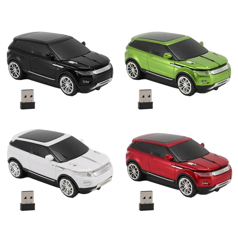 Drahtlose Gaming-Maus in Autoform, 2,4 GHz, 1600 DPI, coole 3D-Computermaus in Autoform mit USB-Empfänger für Laptop