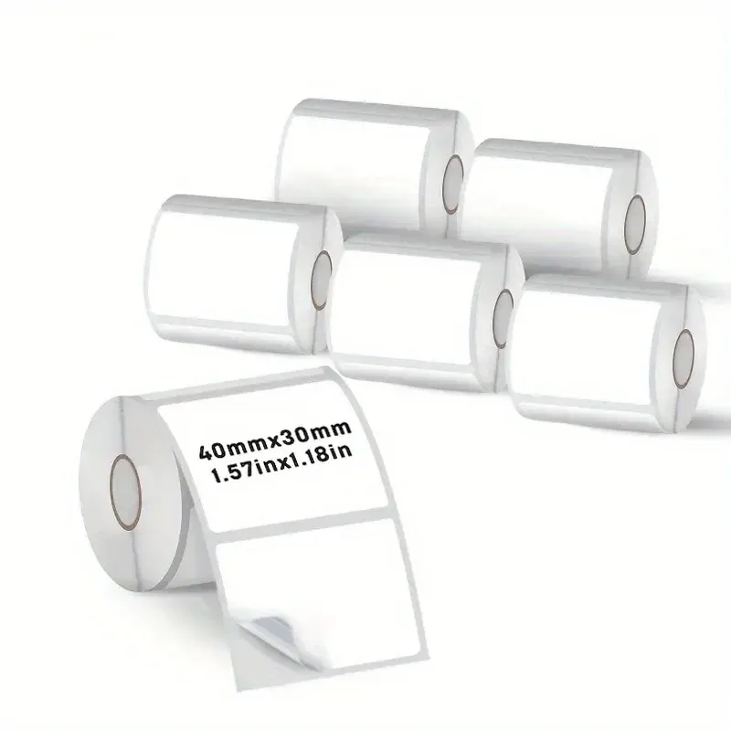 6 Rollen 40 x 30 mm Thermo-Etikettenpapier, kompatibel mit M110 M221 M120 tragbaren Druckern für Büro, Zuhause, E-Commerce, Lagerversand
